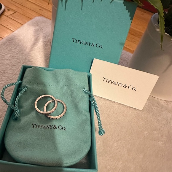 TWO Tiffany Rings- Both Platinum with Full Circle of Diamonds and Sapphires - Picture 4 of 6